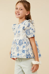 Lace Trimmed Ruffle Top