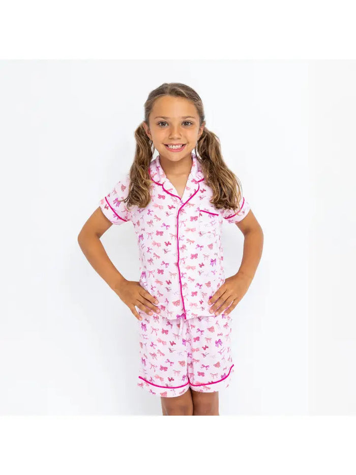 Girls Bows Print Short Pajama Set