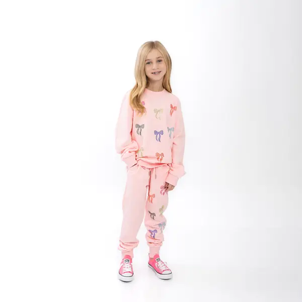 Sweatshirt & Jogger Set - Sequin Bows