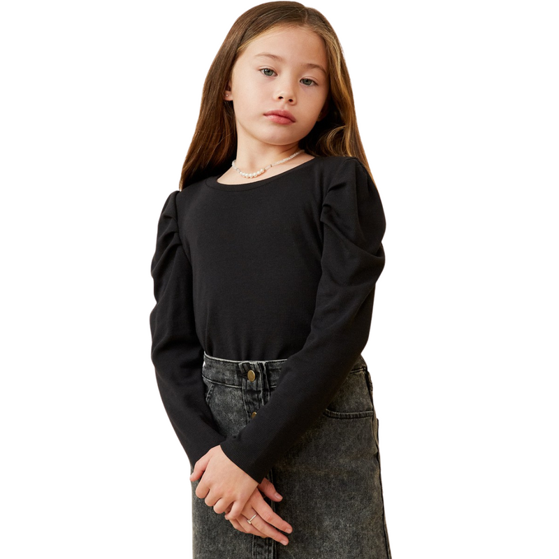Pleated Puff Shoulder Top