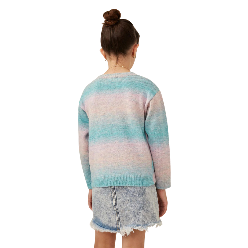 Ribbed Ruffle Pullover Ombre Sweater