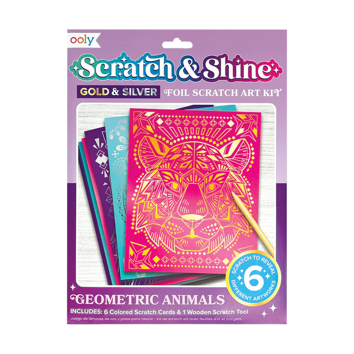 Scratch & Shine Foil Scratch  Art Kits- Geo Animals